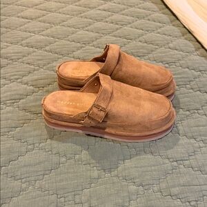 Madden Girl Tan Suede Slip-On Mules
